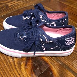 NWOT Levi Girls Navy and Pink Sneakers Size 9